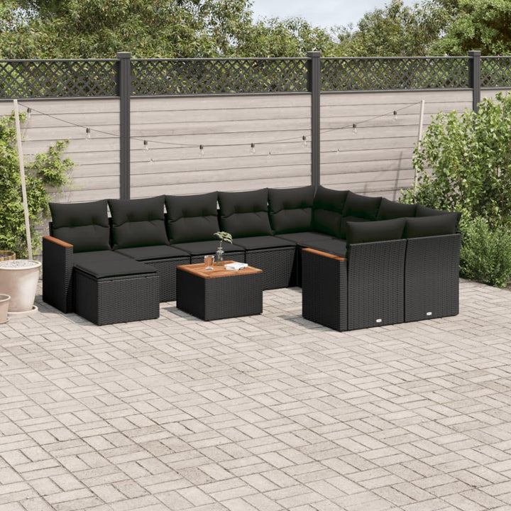 Loungegrupp För Trädgården M. Dynor 11 Delar Beige Konstrotting