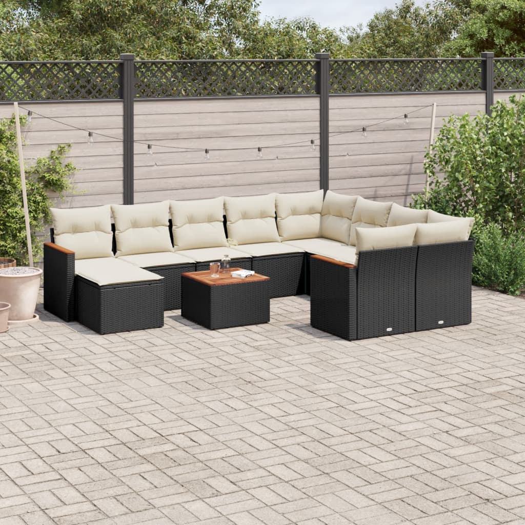 Loungegrupp För Trädgården M. Dynor 11 Delar Beige Konstrotting