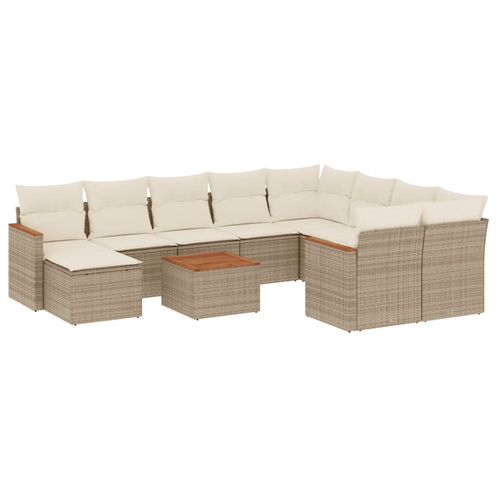 Loungegrupp För Trädgården M. Dynor 11 Delar Beige Konstrotting