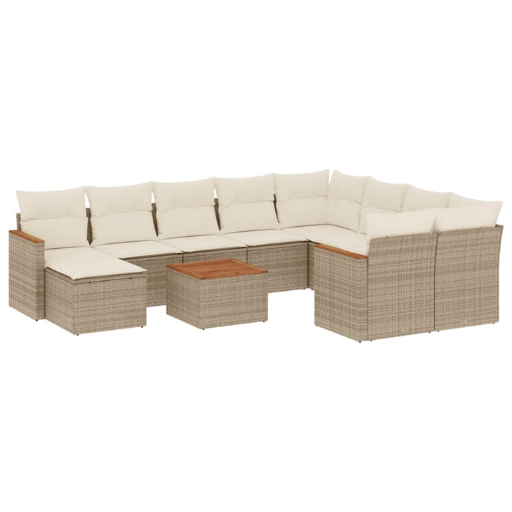 Loungegrupp För Trädgården M. Dynor 11 Delar Beige Konstrotting