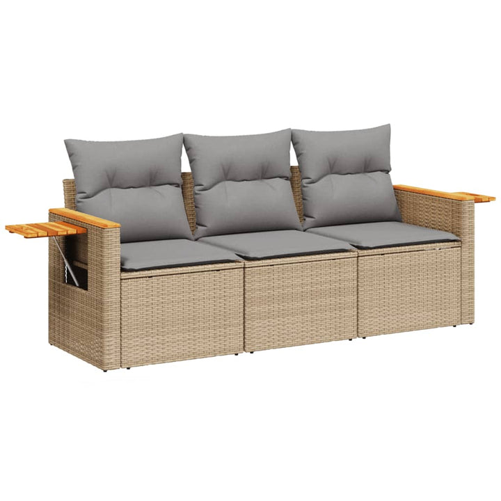 Soffgrupp För Trädgården 3 Delar Med Dynor Beige Konstrotting