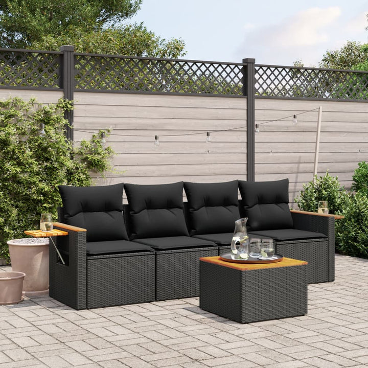 Soffgrupp För Trädgården Med Dynor 5 Delar Beige Konstrotting