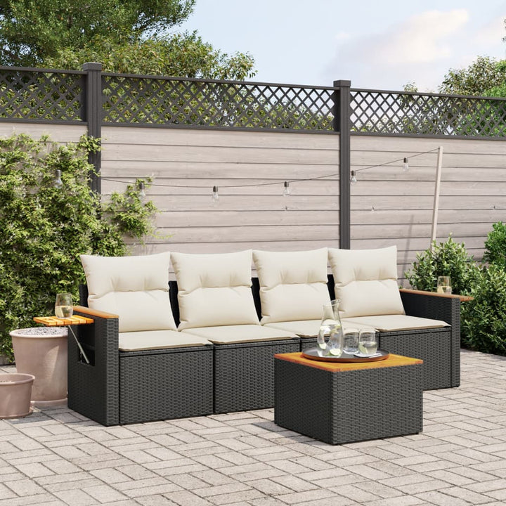 Soffgrupp För Trädgården Med Dynor 5 Delar Beige Konstrotting