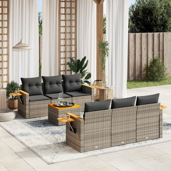 Matgrupp För Trädgården Med Dynor 7 Delar Beige Konstrotting