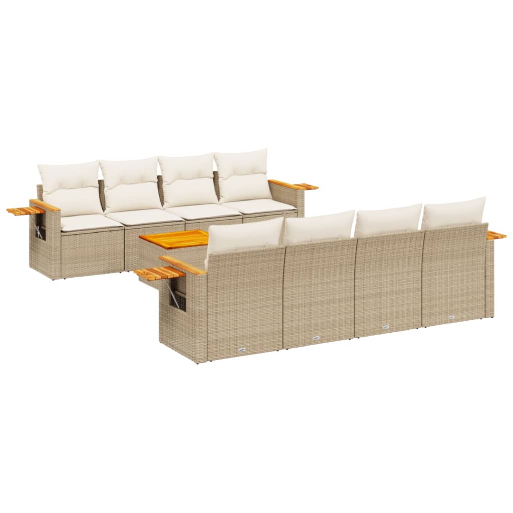 Soffgrupp För Trädgården Med Dynor 9 Delar Beige Konstrotting