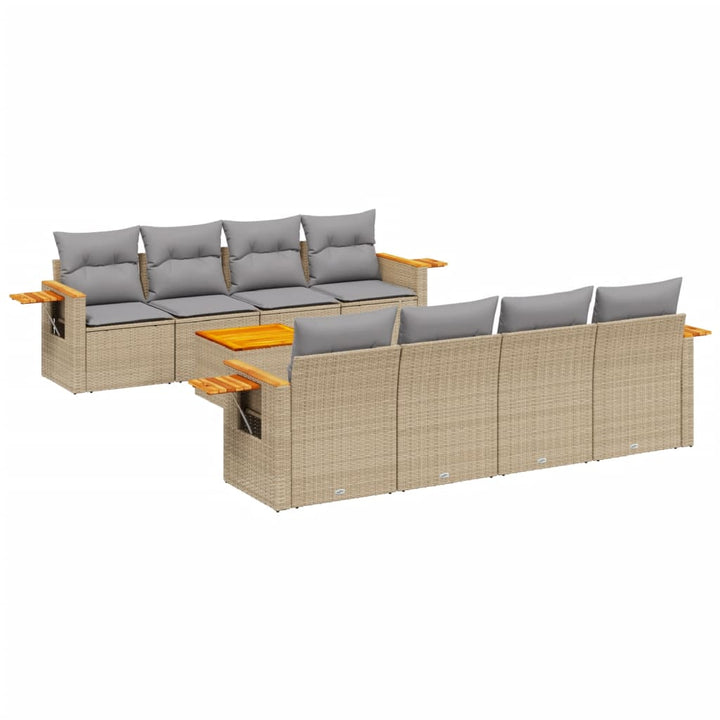 Soffgrupp För Trädgården Med Dynor 9 Delar Beige Konstrotting