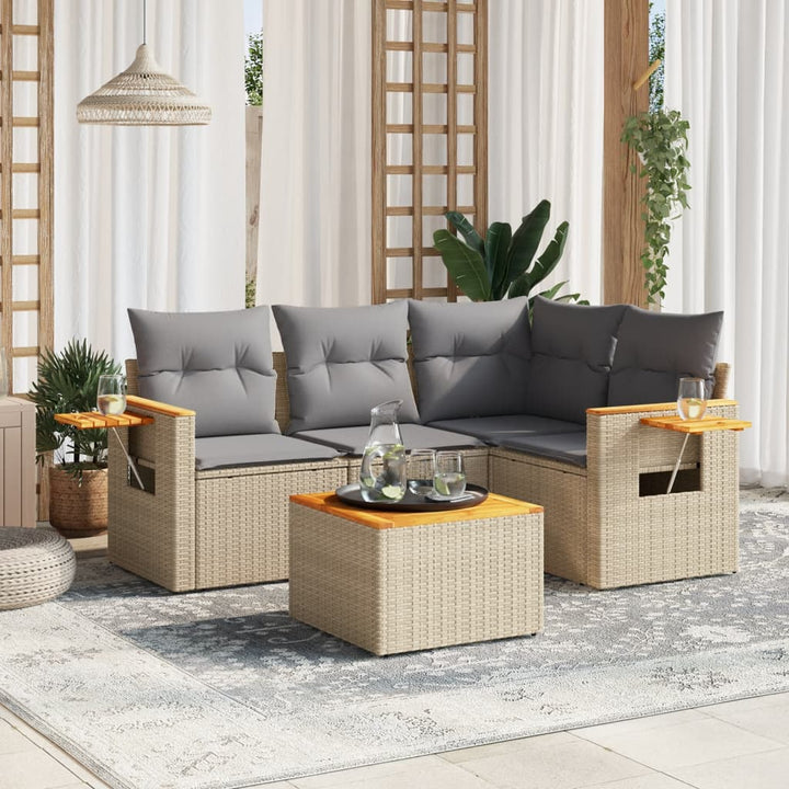 Soffgrupp För Trädgård Med Dynor 4 Delar Beige Konstrotting
