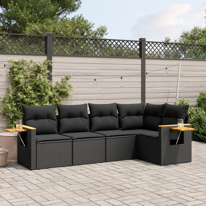 Soffgrupp För Trädgården Med Dynor 5 Delar Beige Konstrotting