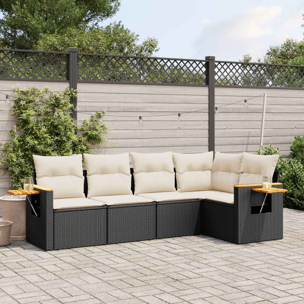Soffgrupp För Trädgården Med Dynor 5 Delar Beige Konstrotting