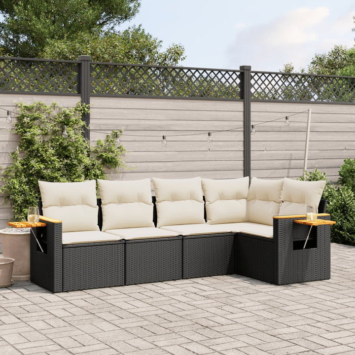Soffgrupp För Trädgården Med Dynor 5 Delar Beige Konstrotting
