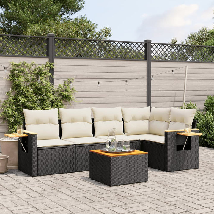 Soffgrupp För Trädgården Med Dynor 5 Delar Beige Konstrotting