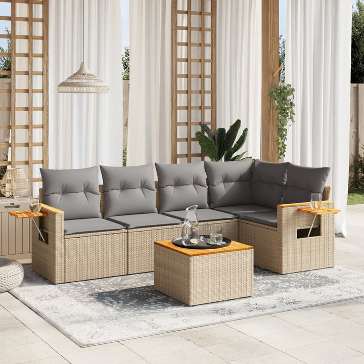 Soffgrupp För Trädgården Med Dynor 5 Delar Beige Konstrotting