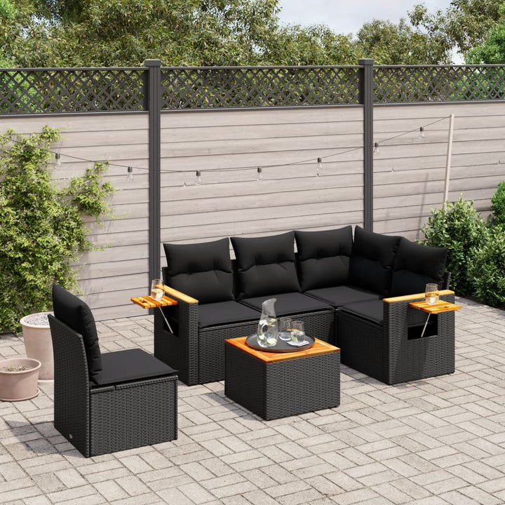 Loungegrupp För Trädgården Med Dynor 6 Delar Konstrotting
