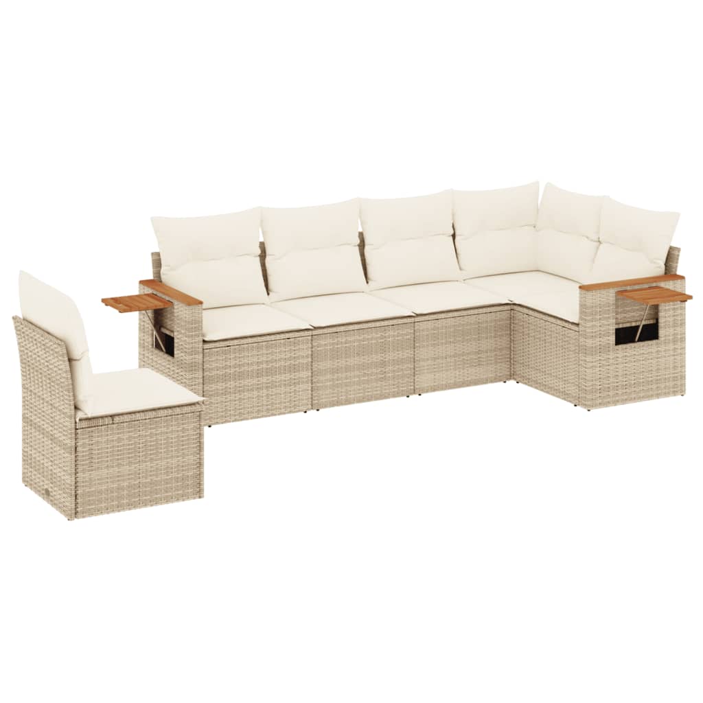 Soffgrupp För Trädgården Med Dynor 6 Delar Beige Konstrotting