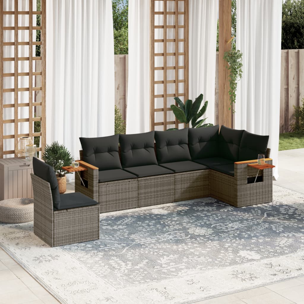 Soffgrupp För Trädgården Med Dynor 6 Delar Beige Konstrotting