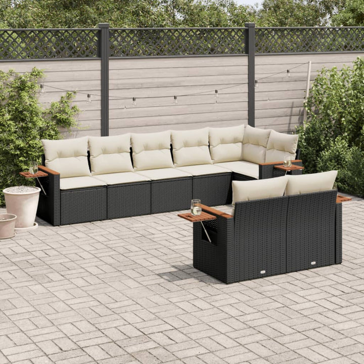 Matgrupp För Trädgården Med Dynor 8 Delar Beige Konstrotting