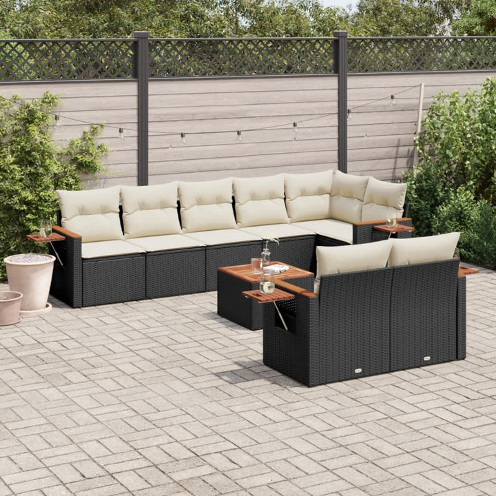 Matgrupp För Trädgården Med Dynor 8 Delar Beige Konstrotting