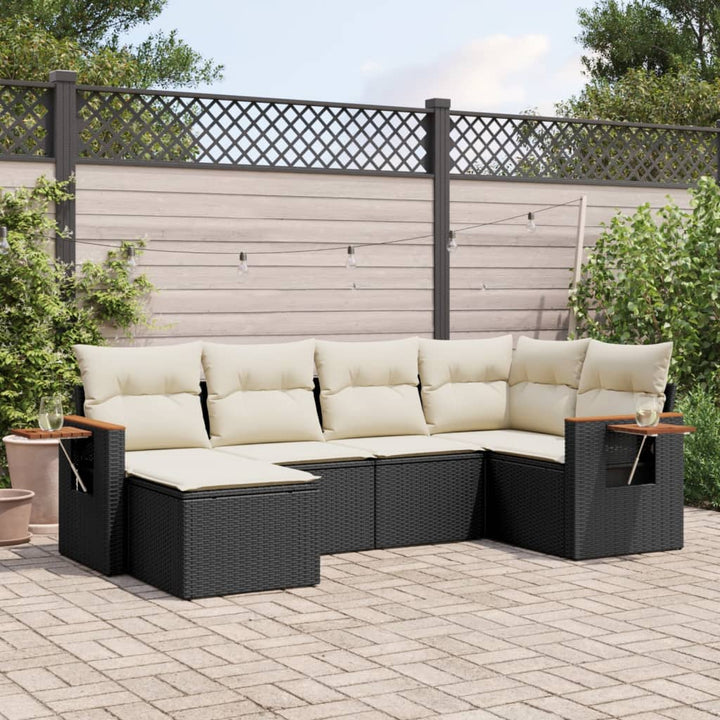 Soffgrupp För Trädgården Med Dynor 6 Delar Beige Konstrotting