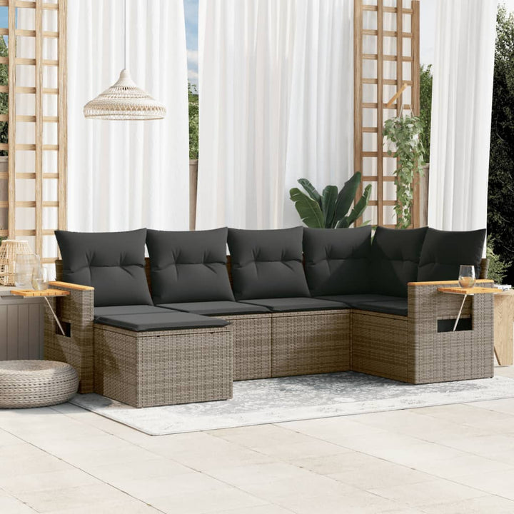 Soffgrupp För Trädgården Med Dynor 6 Delar Beige Konstrotting