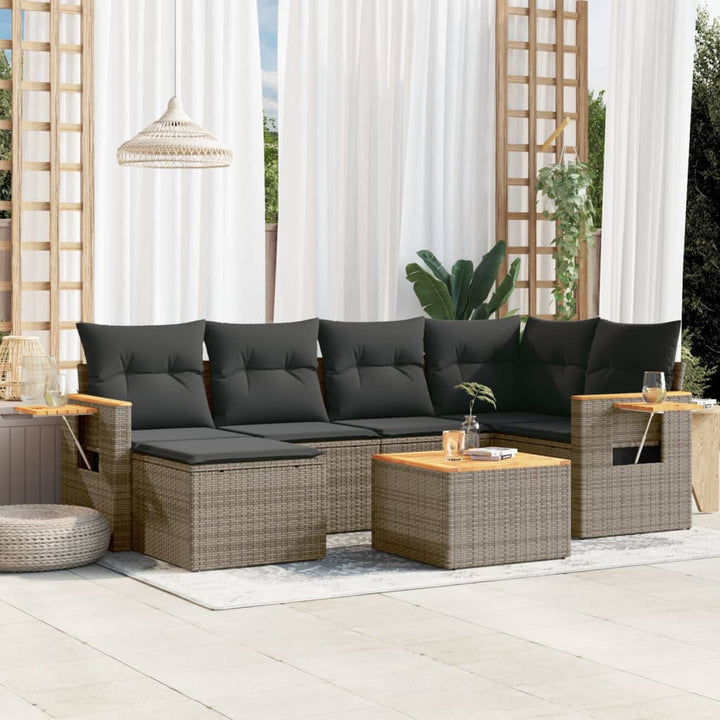 Soffgrupp För Trädgården Med Dynor 6 Delar Beige Konstrotting
