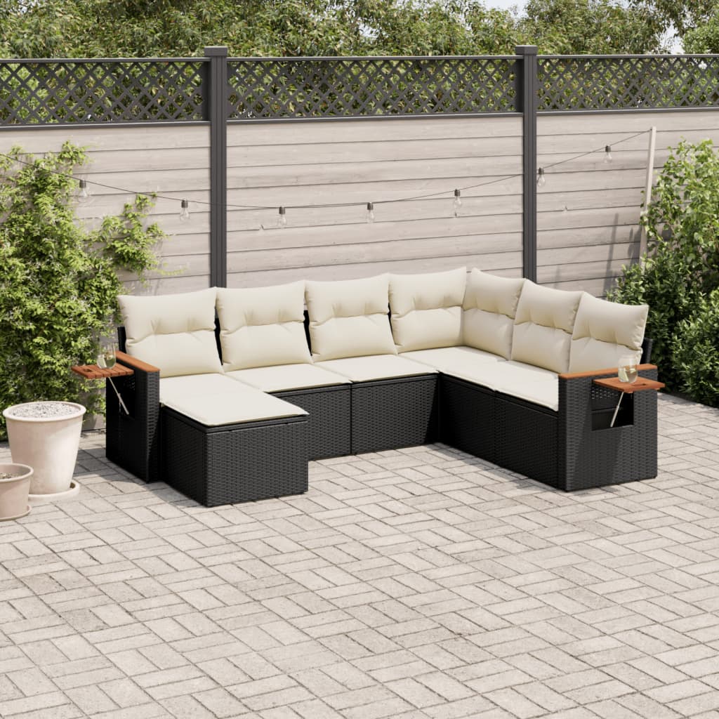 Matgrupp För Trädgården Med Dynor 8 Delar Beige Konstrotting