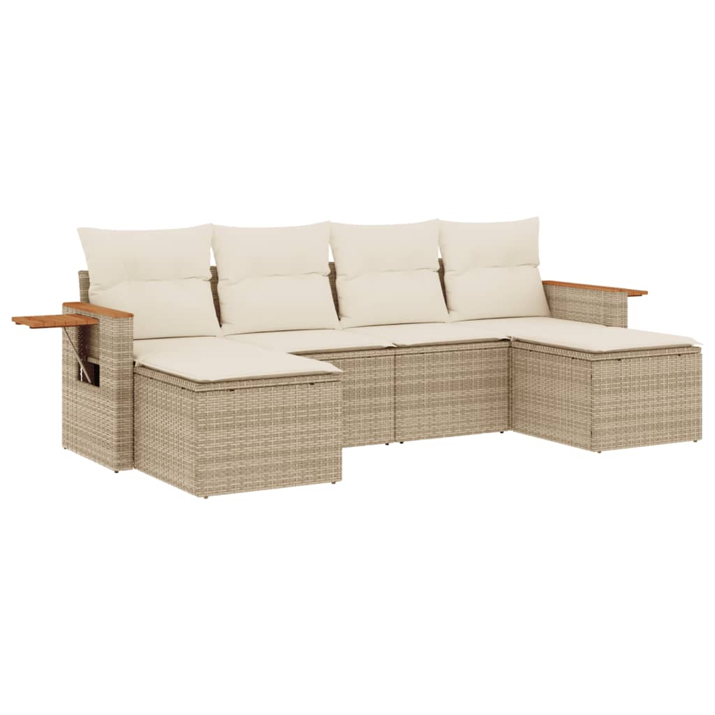 Soffgrupp För Trädgården Med Dynor 6 Delar Beige Konstrotting