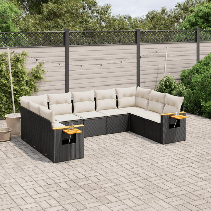 Soffgrupp För Trädgården Med Dynor 9 Delar Beige Konstrotting