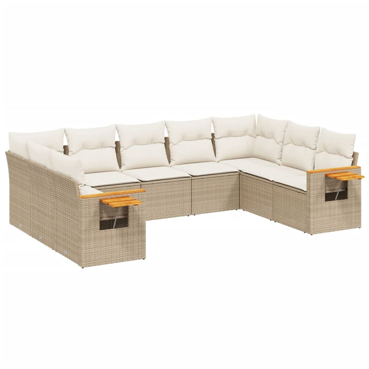 Soffgrupp För Trädgården Med Dynor 9 Delar Beige Konstrotting