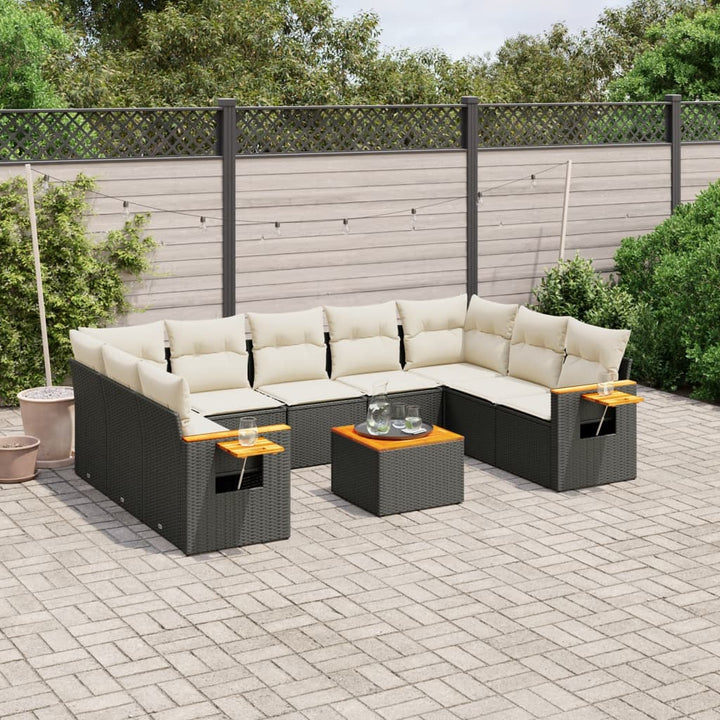 Soffgrupp För Trädgården Med Dynor 9 Delar Beige Konstrotting