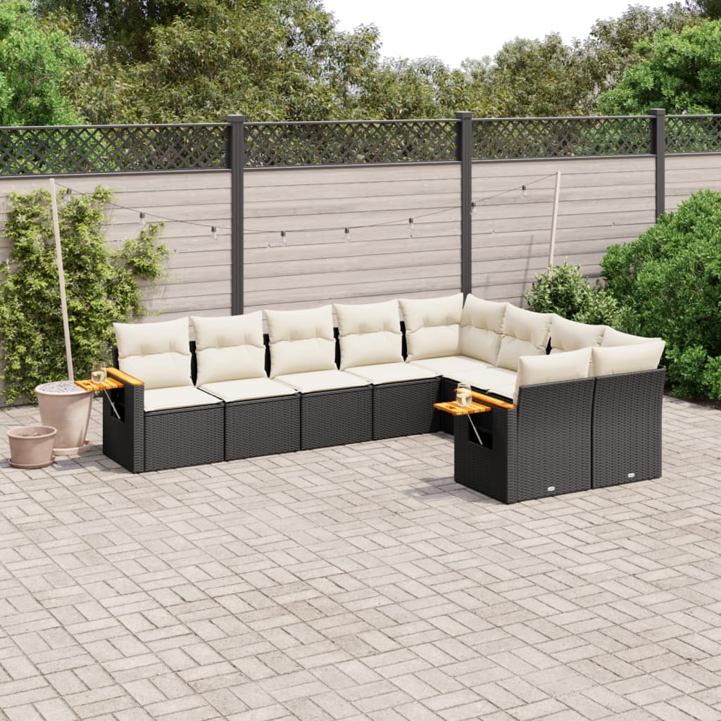 Soffgrupp För Trädgården Med Dynor 9 Delar Beige Konstrotting