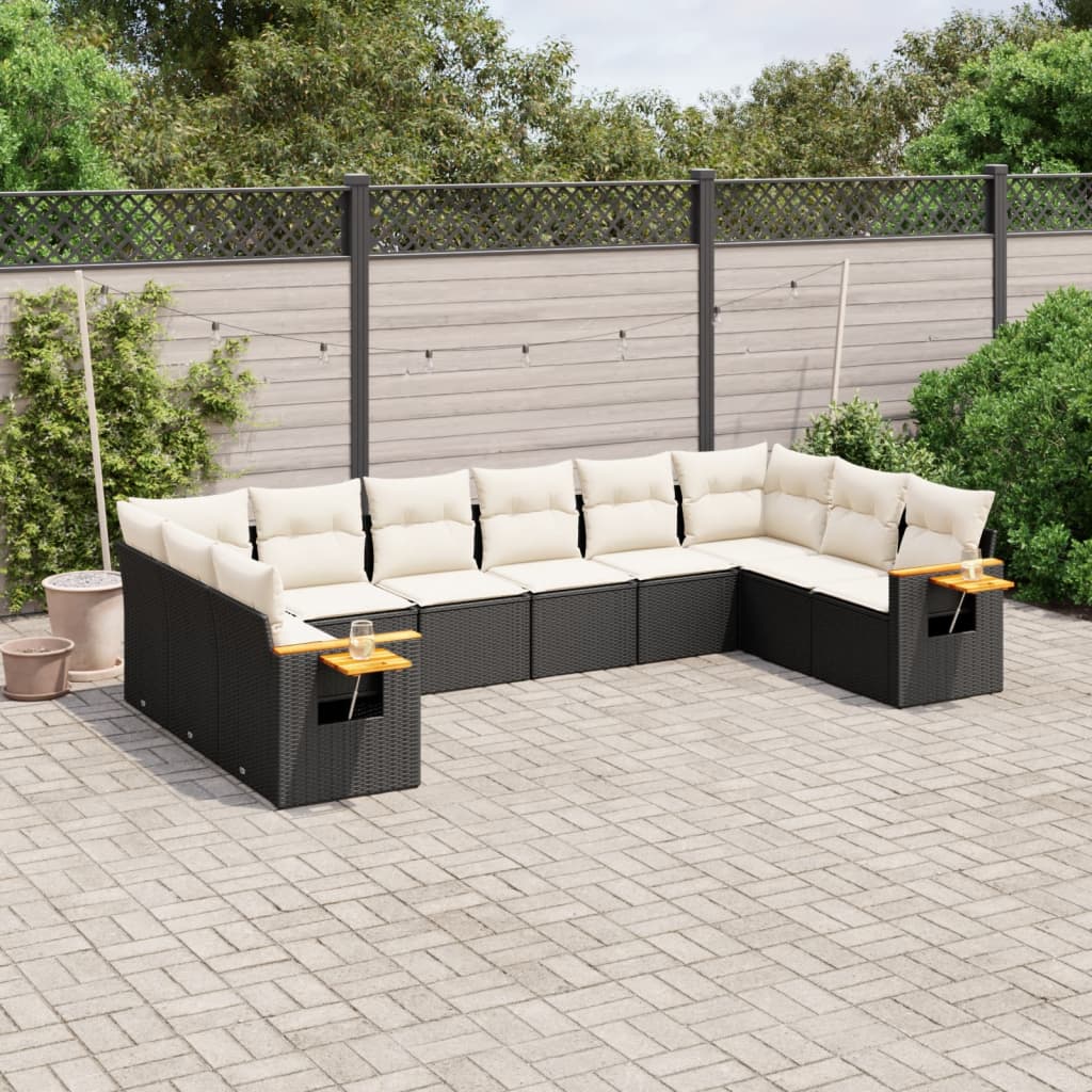 Loungegrupp För Trädgården M. Dynor 11 Delar Beige Konstrotting