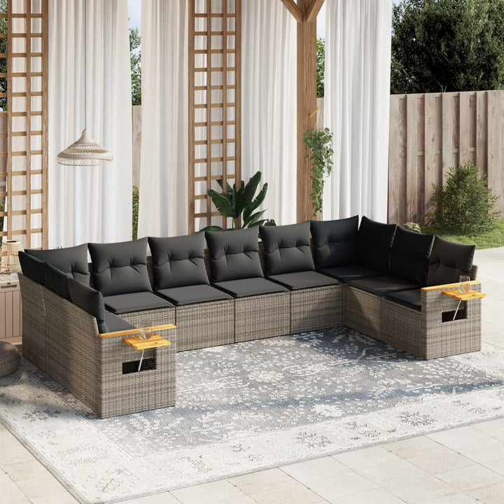 Loungegrupp För Trädgården M. Dynor 11 Delar Beige Konstrotting