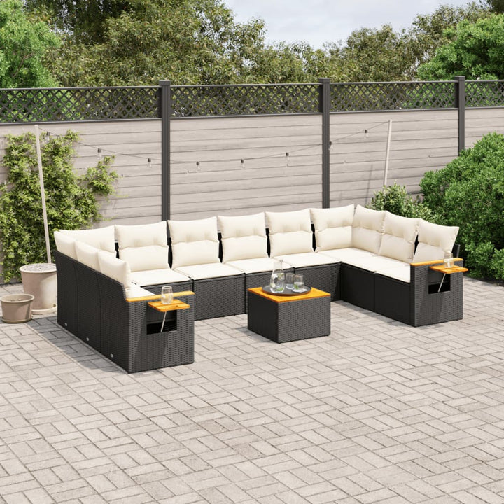 Loungegrupp För Trädgården M. Dynor 11 Delar Beige Konstrotting