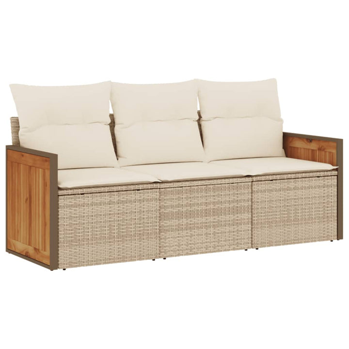 Soffgrupp För Trädgården 3 Delar Med Dynor Beige Konstrotting