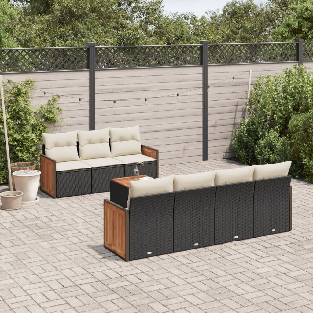 Matgrupp För Trädgården Med Dynor 8 Delar Beige Konstrotting