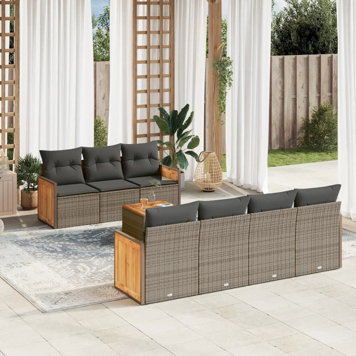 Matgrupp För Trädgården Med Dynor 8 Delar Beige Konstrotting
