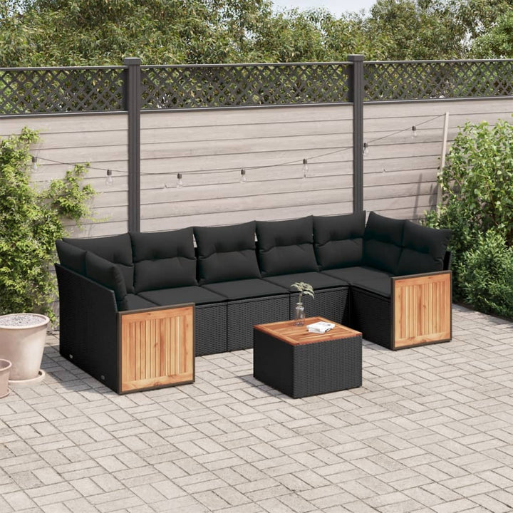 Matgrupp För Trädgården Med Dynor 8 Delar Beige Konstrotting