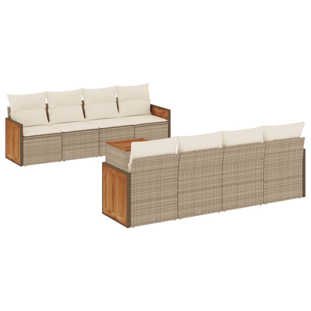 Soffgrupp För Trädgården Med Dynor 9 Delar Beige Konstrotting