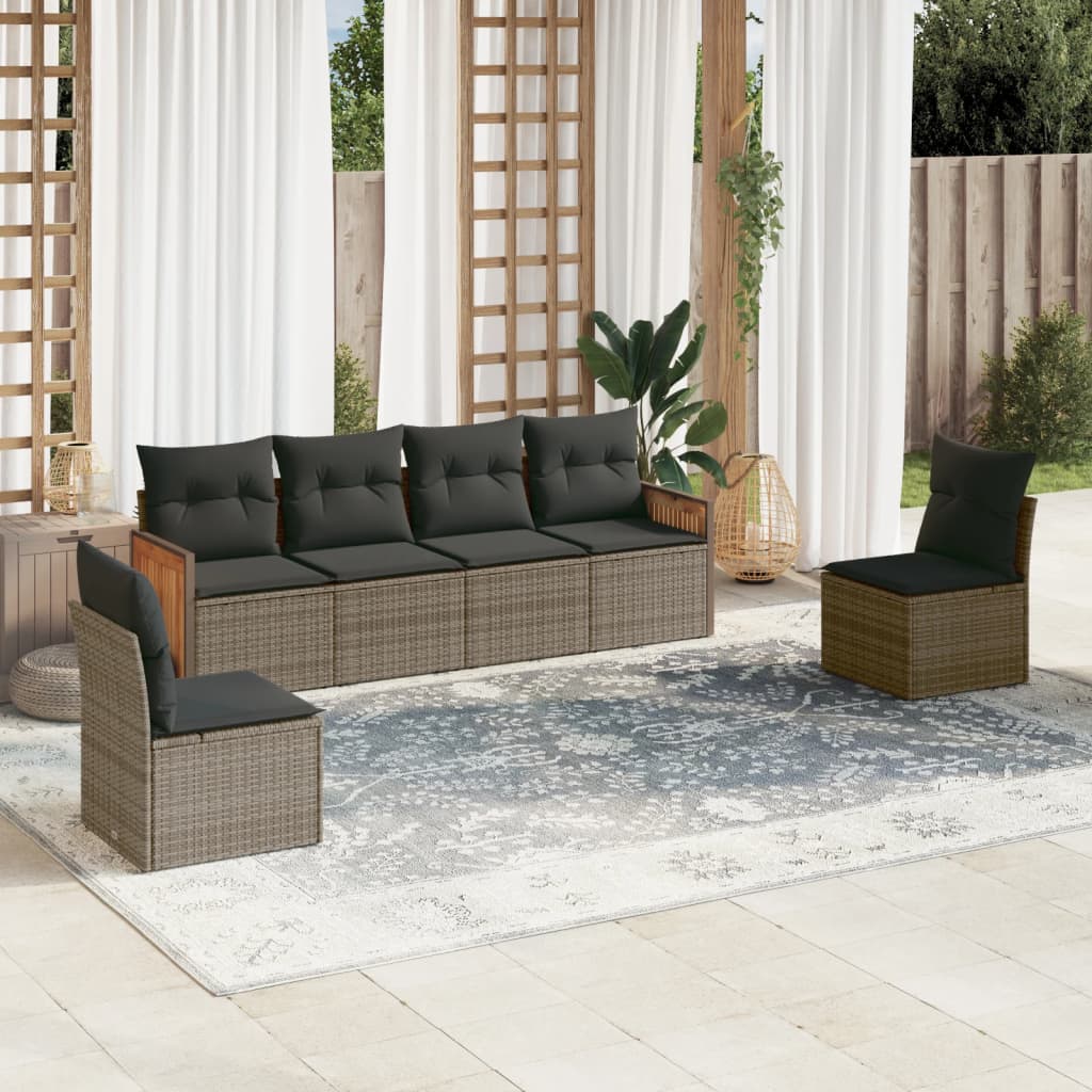 Matgrupp För Trädgården Med Dynor 7 Delar Beige Konstrotting