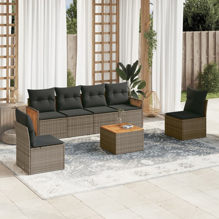 Matgrupp För Trädgården Med Dynor 7 Delar Beige Konstrotting