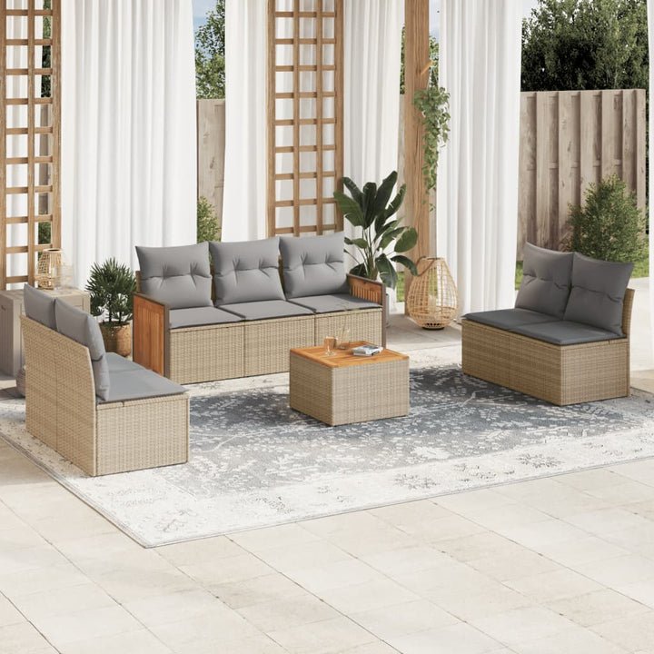 Matgrupp För Trädgården Med Dynor 7 Delar Beige Konstrotting