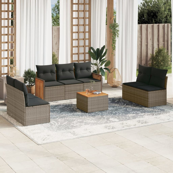 Matgrupp För Trädgården Med Dynor 7 Delar Beige Konstrotting