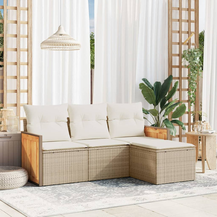 Soffgrupp För Trädgård Med Dynor 4 Delar Beige Konstrotting