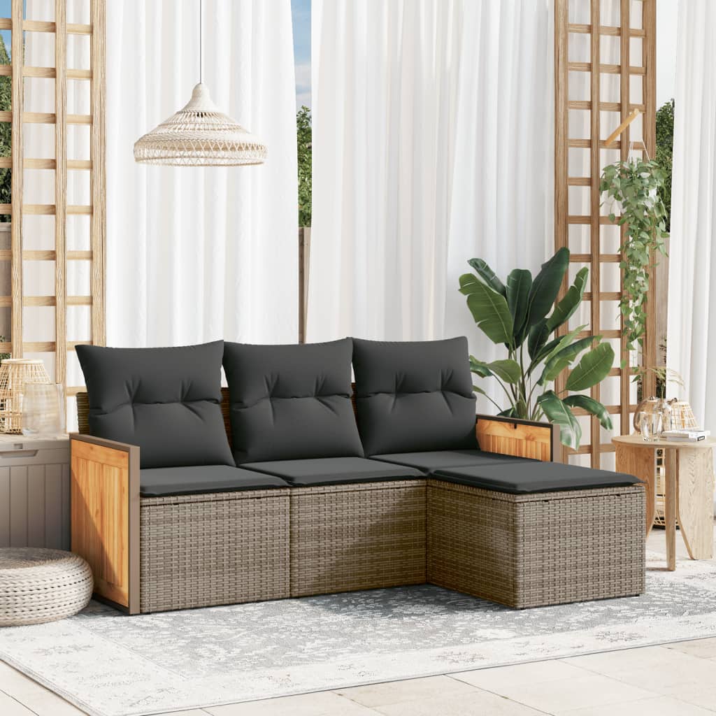 Soffgrupp För Trädgård Med Dynor 4 Delar Beige Konstrotting