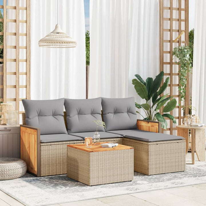 Soffgrupp För Trädgård Med Dynor 4 Delar Beige Konstrotting