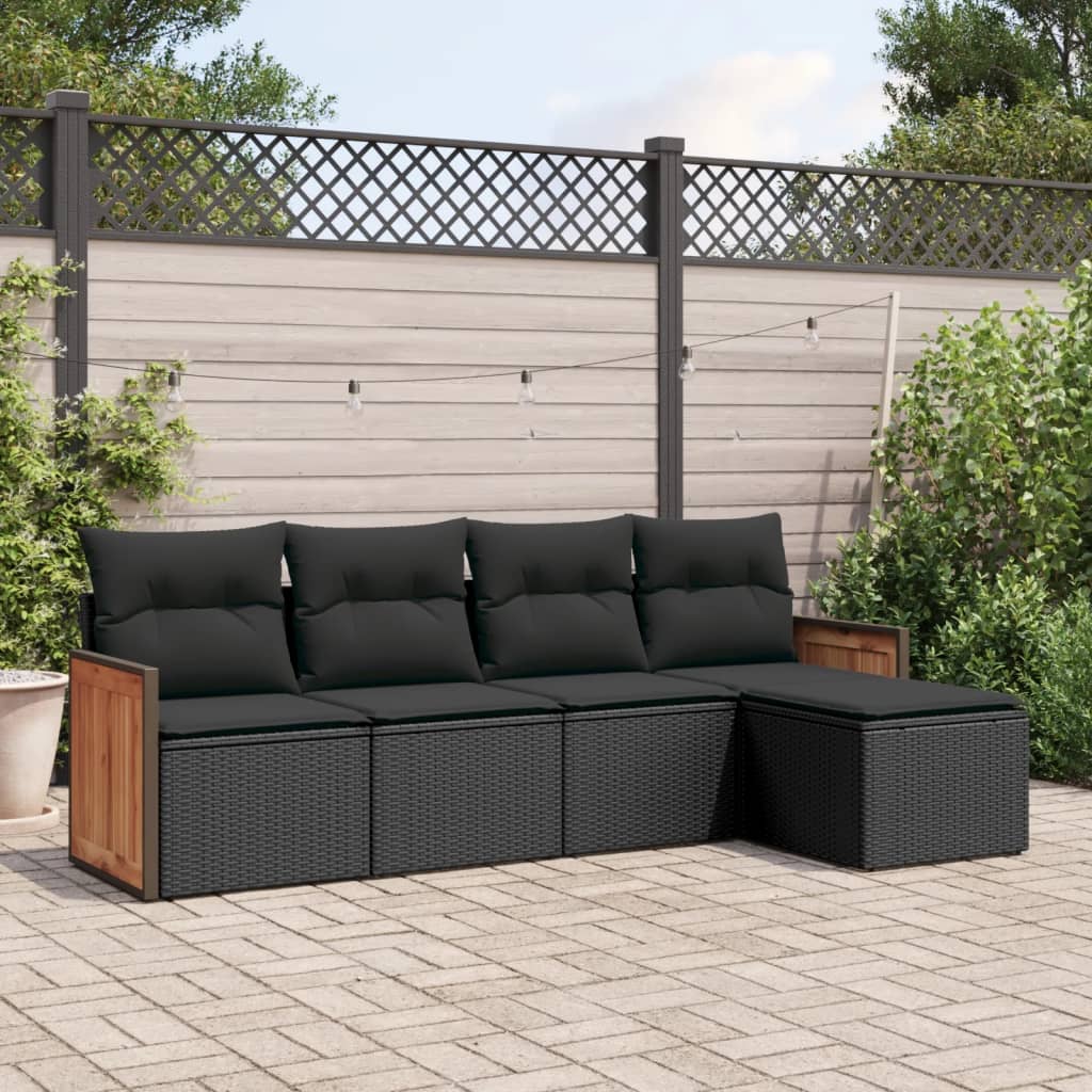 Soffgrupp För Trädgården Med Dynor 5 Delar Beige Konstrotting