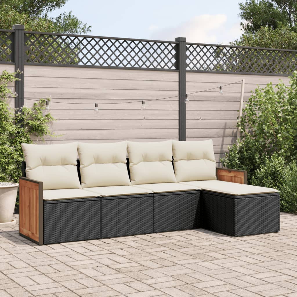 Soffgrupp För Trädgården Med Dynor 5 Delar Beige Konstrotting