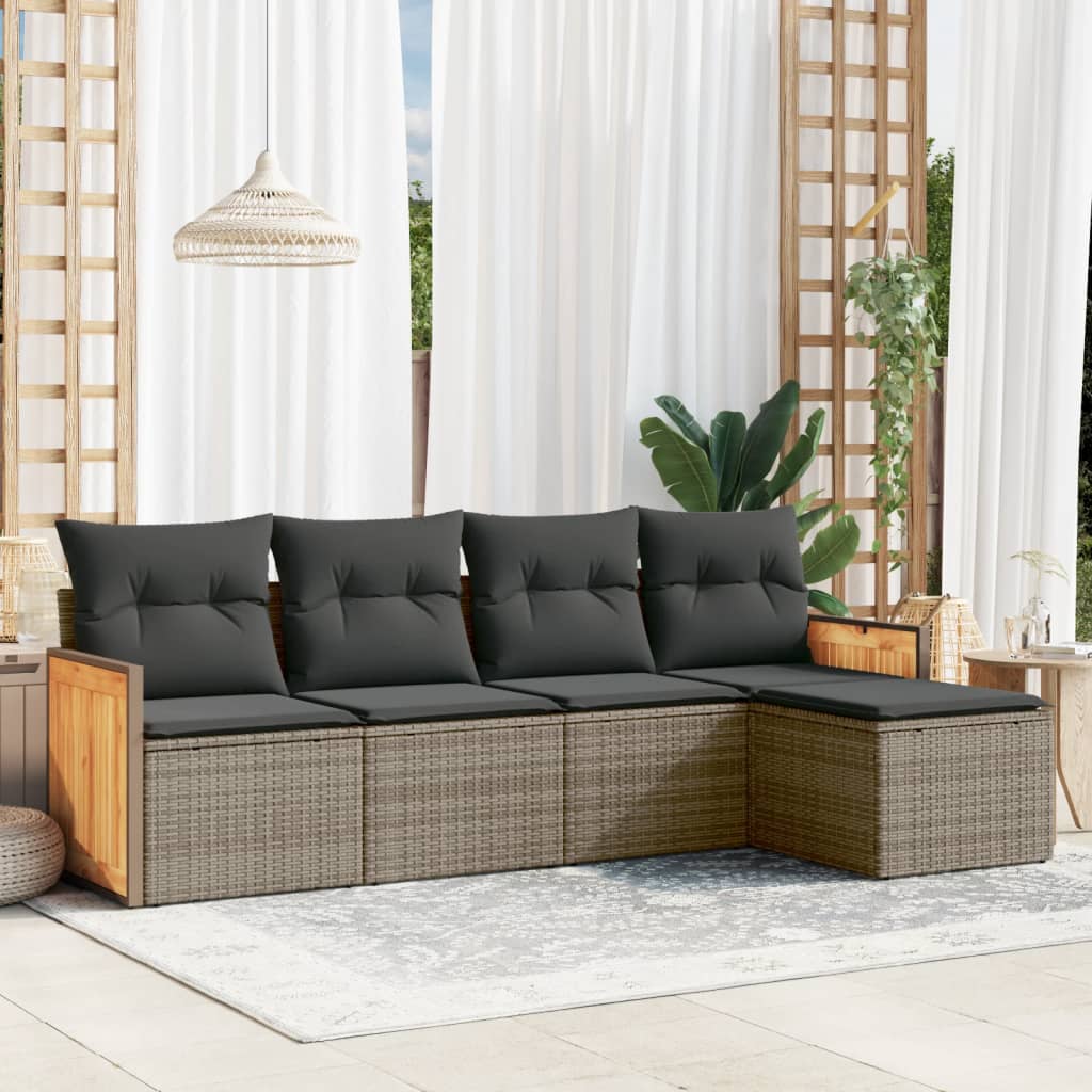 Soffgrupp För Trädgården Med Dynor 5 Delar Beige Konstrotting