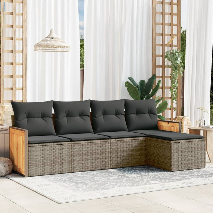 Soffgrupp För Trädgården Med Dynor 5 Delar Beige Konstrotting