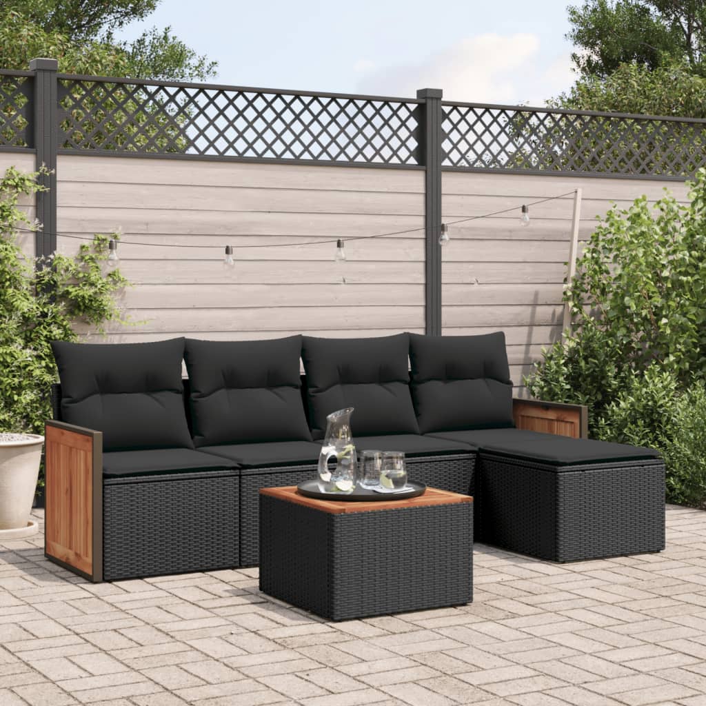 Soffgrupp För Trädgården Med Dynor 5 Delar Beige Konstrotting